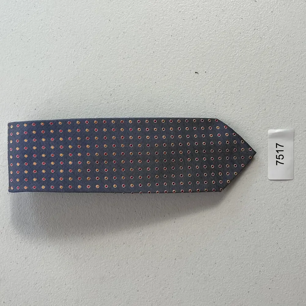 Boss Hugo Boss Necktie Mens Silk Italy Geometric Pattern Dotted Gray Multicolor